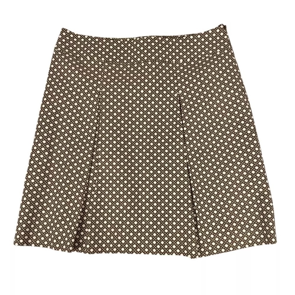 Talbots Caning Lattice Trellis Print Box Pleat Skirt Size 12